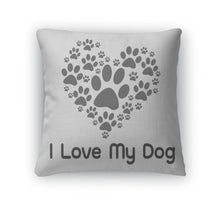 Load image into Gallery viewer, Throw Pillow, I Love Dog Symbol And Cute Dog
