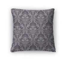 Load image into Gallery viewer, Throw Pillow, Damask Pattern In Purple And Gray