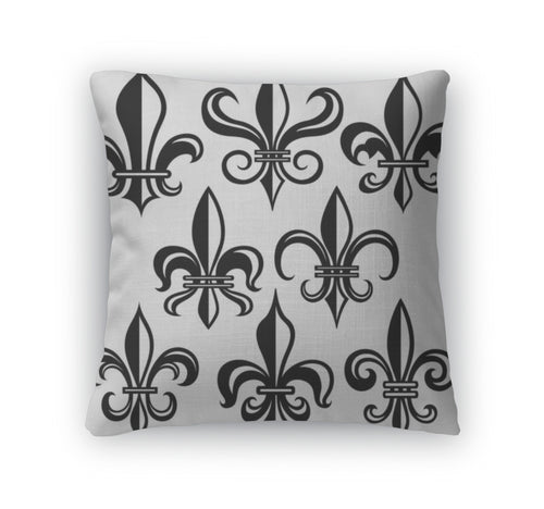 Throw Pillow, Fleur De Lys Shield Design