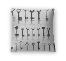 Load image into Gallery viewer, Throw Pillow, Antique Keys Collection