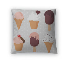Load image into Gallery viewer, Throw Pillow, Ice Cream Sundae Retro Set Illustration