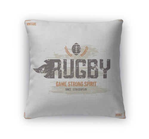 Throw Pillow, College Rugby Team Emblem