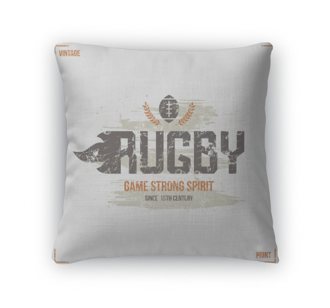 Throw Pillow, College Rugby Team Emblem