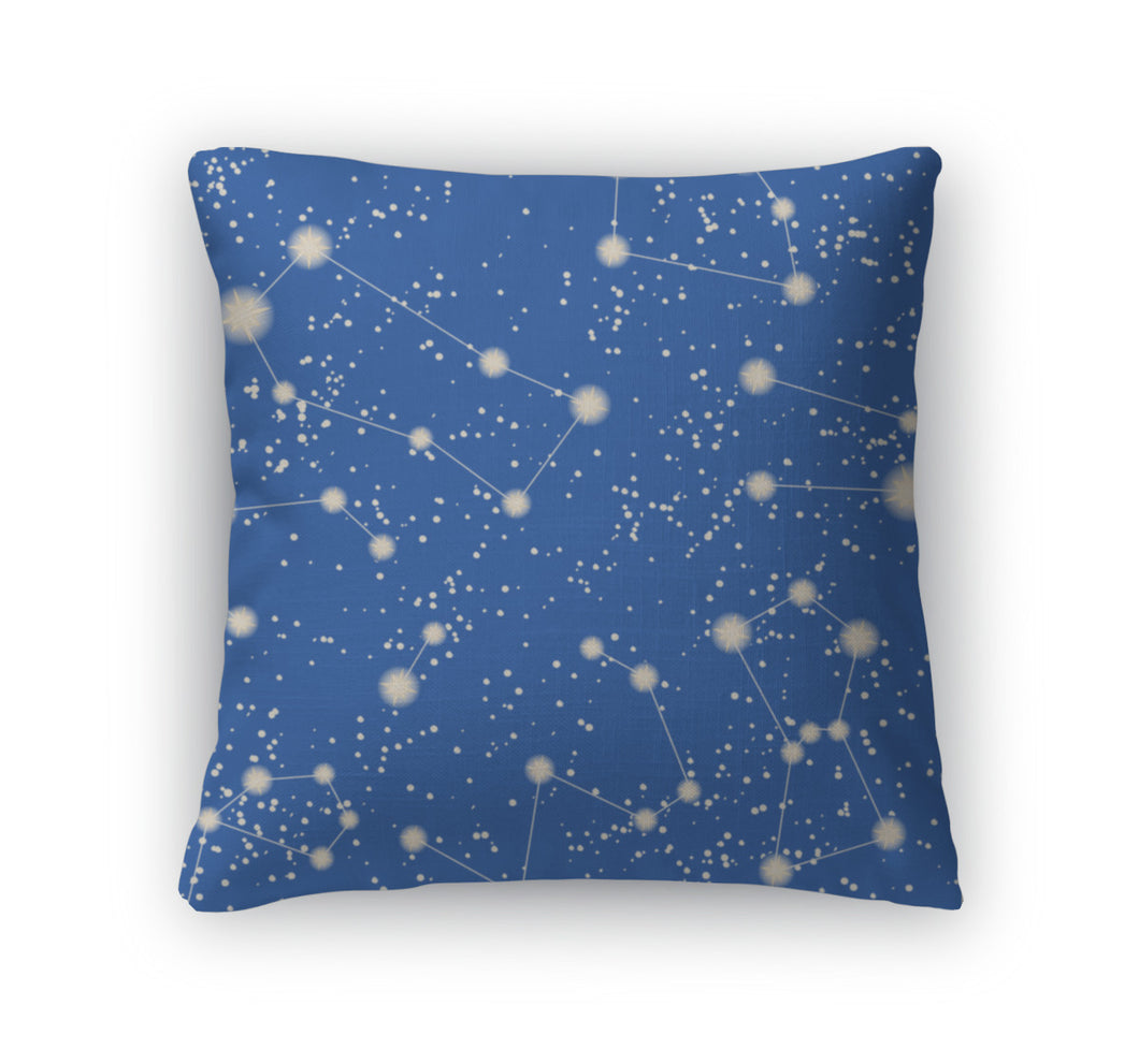 Throw Pillow, Pattern With Stars And Constellations