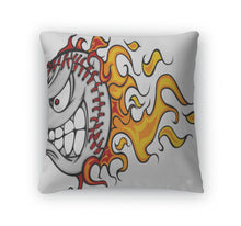 Load image into Gallery viewer, Throw Pillow, Flaming Baseball Or Softball Face Cartoon
