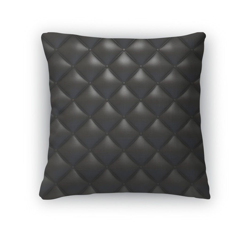 Throw Pillow, Black Leather Upholstery