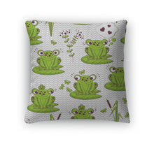 Load image into Gallery viewer, Throw Pillow, Pattern Frogs