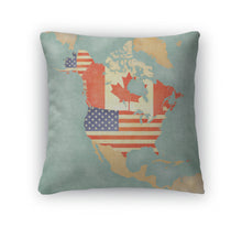 Load image into Gallery viewer, Throw Pillow, Map Of North America Usa And Canada Vintage Series