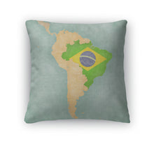 Load image into Gallery viewer, Throw Pillow, Map Of South America Brazil Vintage Series