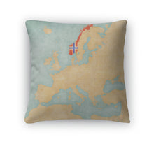 Load image into Gallery viewer, Throw Pillow, Map Of Europe Norway Vintage Series