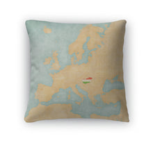 Load image into Gallery viewer, Throw Pillow, Map Of Europe Hungary Vintage Series