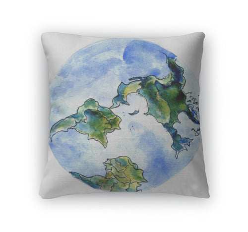 Throw Pillow, Hand Drawn Earth