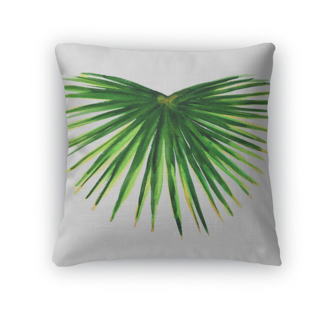 Throw Pillow, Single Green Palm Leaf Isolated