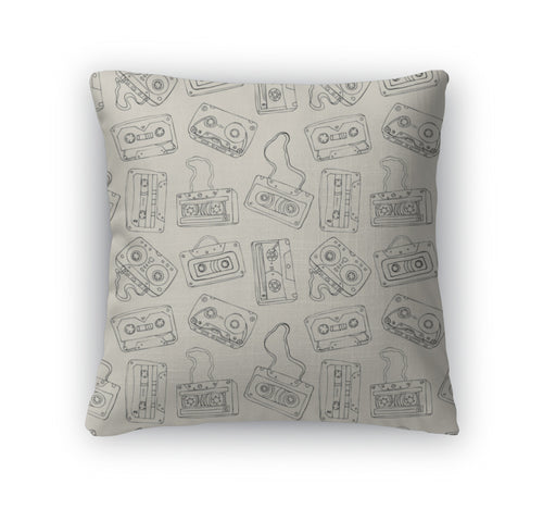 Throw Pillow, Pattern Of Retro Cassette Tapes