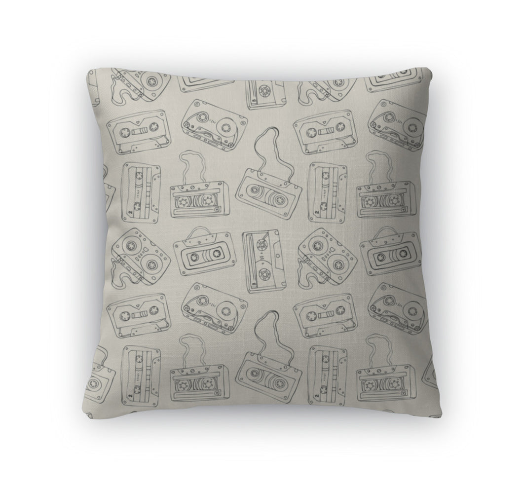 Throw Pillow, Pattern Of Retro Cassette Tapes