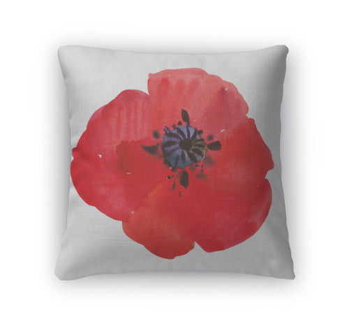 Throw Pillow, Watercolor Poppy