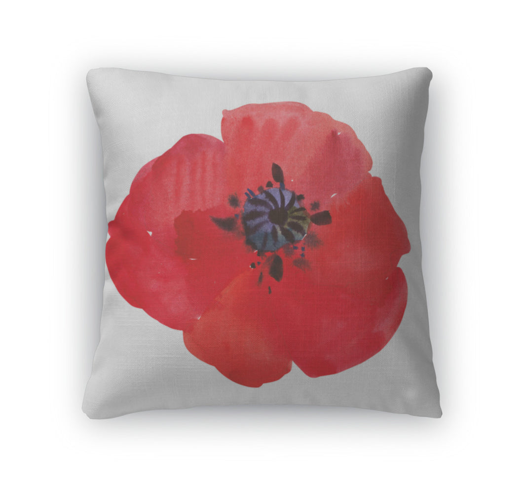 Throw Pillow, Watercolor Poppy