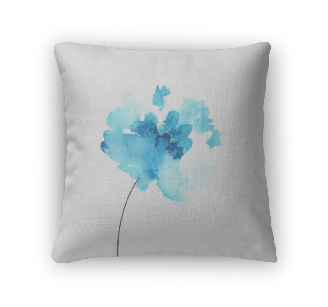 Throw Pillow, Blue Flower Watercolor Floral Illustration Floral Decorative Element Floral