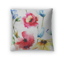 Load image into Gallery viewer, Throw Pillow, Watercolor Illustration Of Wild Flowers