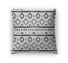 Load image into Gallery viewer, Throw Pillow, Black And White Aged Geometric Aztec Grunge Pattern