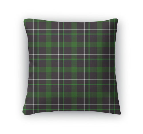 Throw Pillow, Green Tartan Pattern