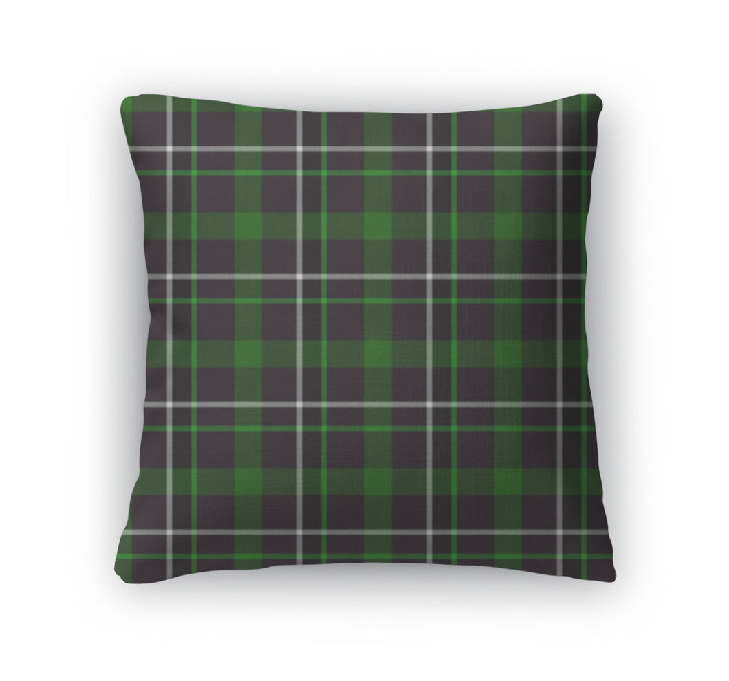 Throw Pillow, Green Tartan Pattern