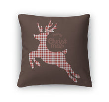 Load image into Gallery viewer, Throw Pillow, Reindeer Christmas In Plaid Fabric