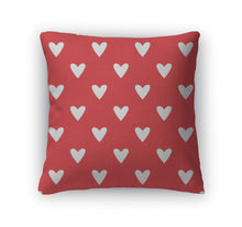 Load image into Gallery viewer, Throw Pillow, Tile Pattern With White Hearts On Red