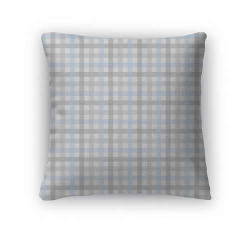 Throw Pillow, Gray And Blue Plaid Pattern1