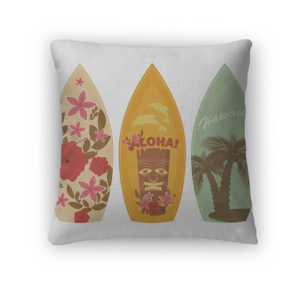 Throw Pillow, Surfboards Isolated On White