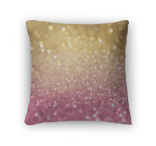 Throw Pillow, Golden And Pink Abstract Bokeh Lights Defocused
