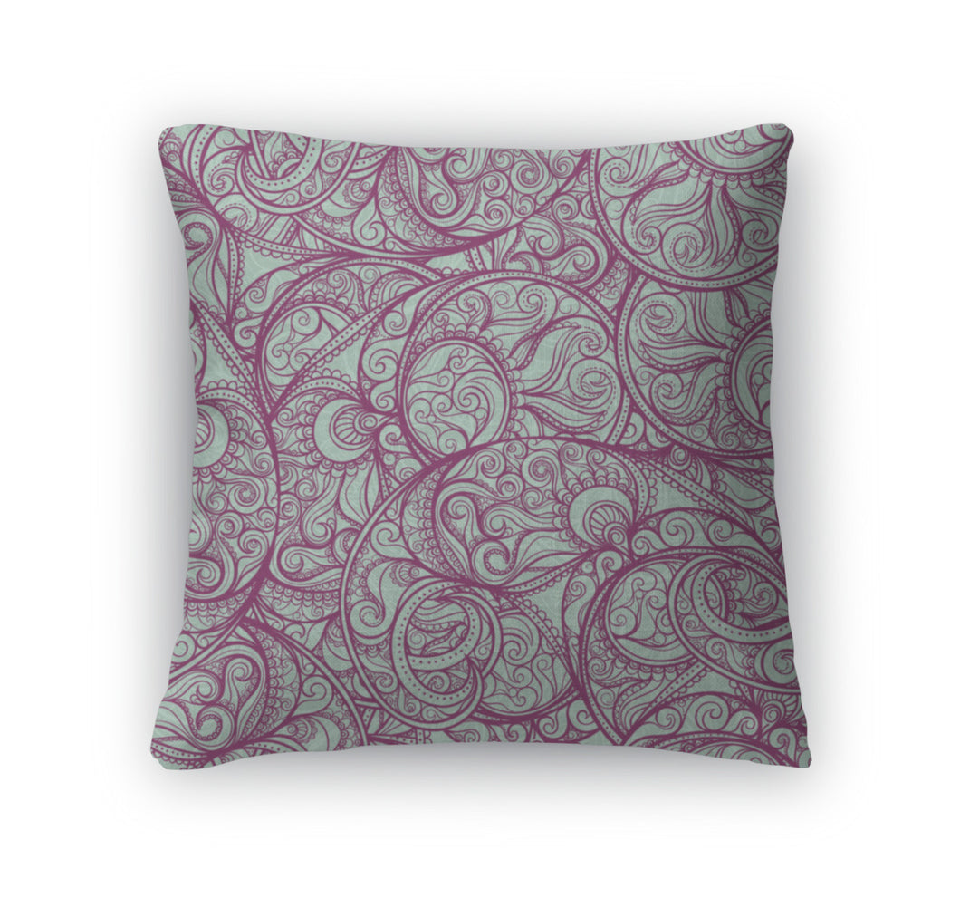 Throw Pillow, Purple Paisley Pattern