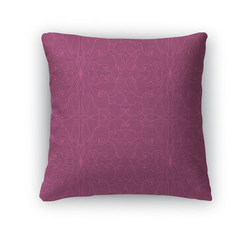 Throw Pillow, Floral Pattern On A Dark Pink