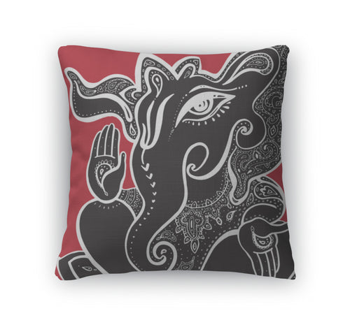 Throw Pillow, Ganesha Hand Drawn