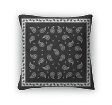 Load image into Gallery viewer, Throw Pillow, Black Paisley Bandana Simple Pattern
