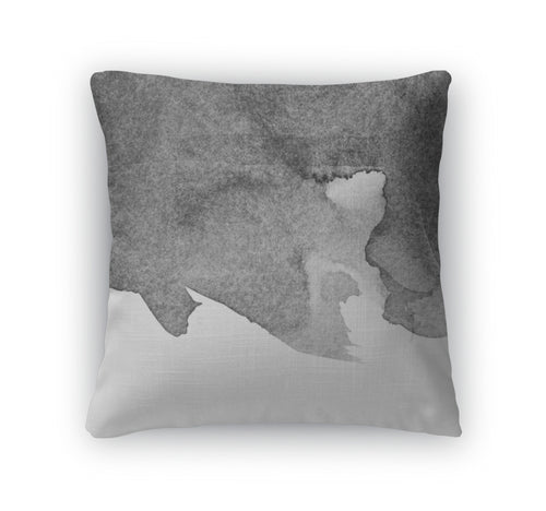 Throw Pillow, Black Watercolor Stain