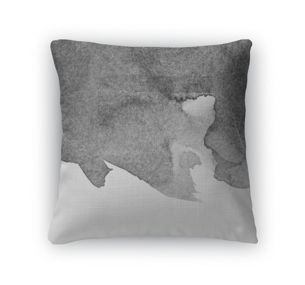 Throw Pillow, Black Watercolor Stain