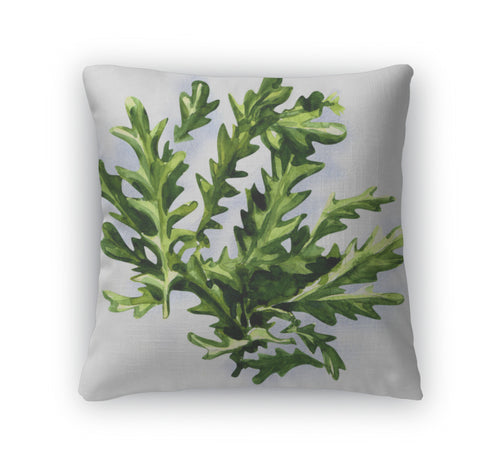 Throw Pillow, Fresh Arugula Rucola Leaves Isolated