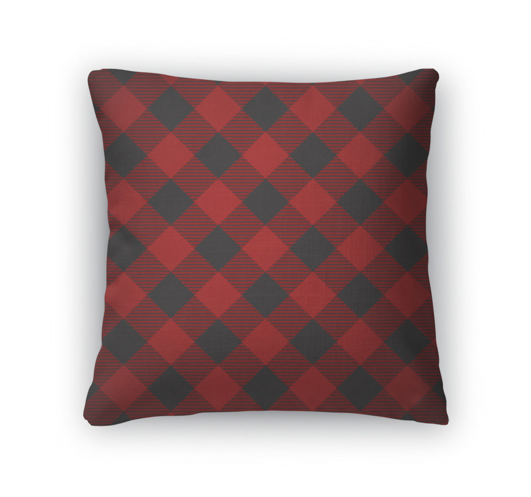 Throw Pillow, Lumberjack Plaid Pattern Tilted