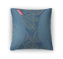 Load image into Gallery viewer, Throw Pillow, A Blue Denim And Paisley