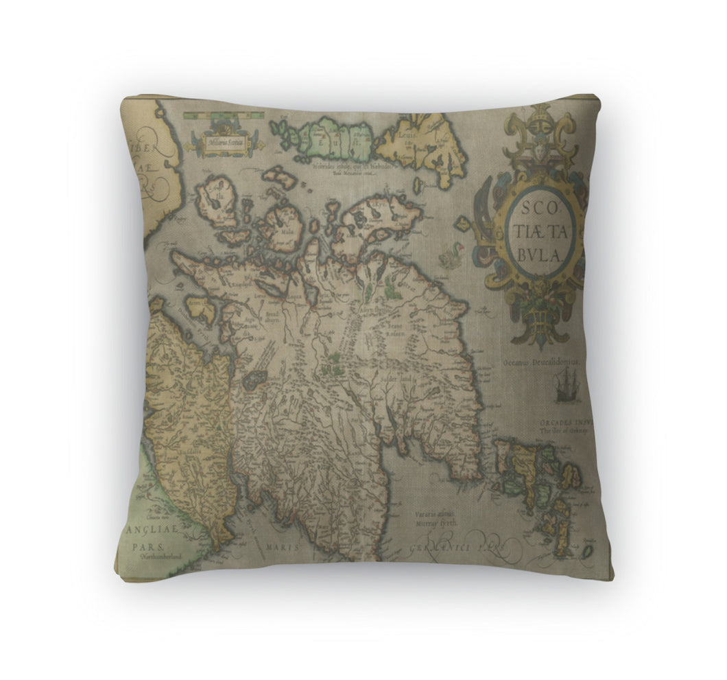 Throw Pillow, Old Map Of Scotland