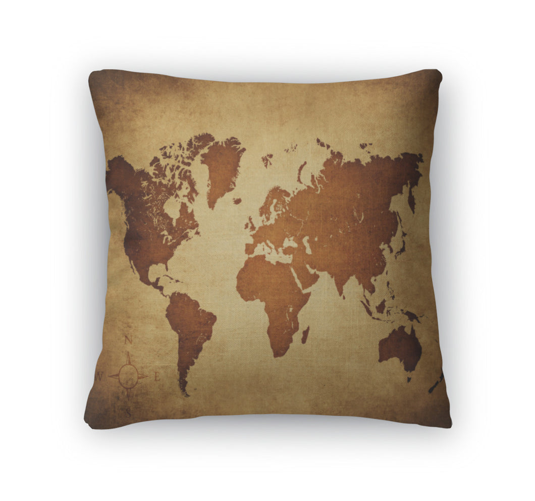 Throw Pillow, Old World Map