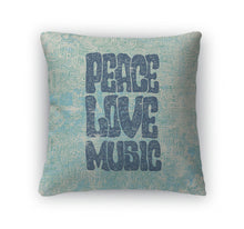 Load image into Gallery viewer, Throw Pillow, Retro Design Of Peace Love And Music