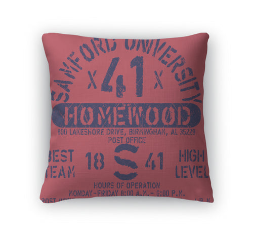 Throw Pillow, Football Athletic Sport Samford Typography Tshirt Graphics S