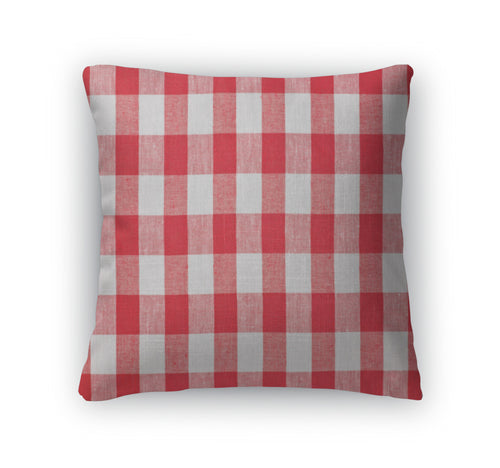 Throw Pillow, Red Checked Fabric Tablecloth