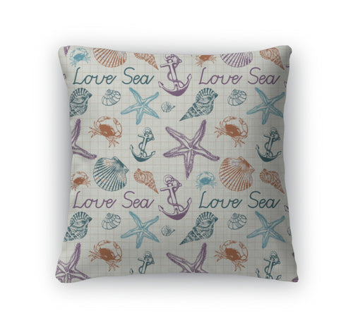 Throw Pillow, Abstract Illustration On The Marine Theme