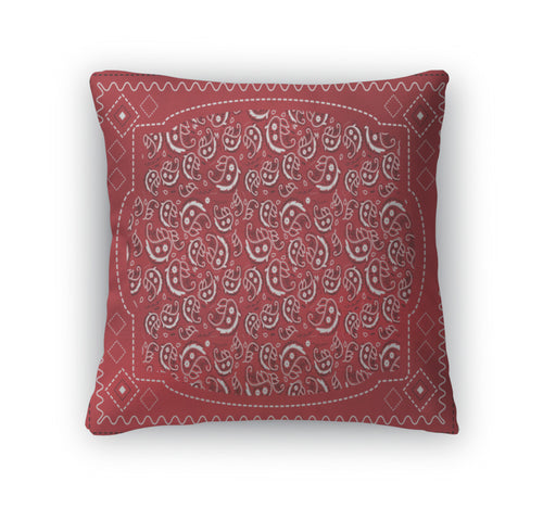 Throw Pillow, Red Paisley Handkerchief
