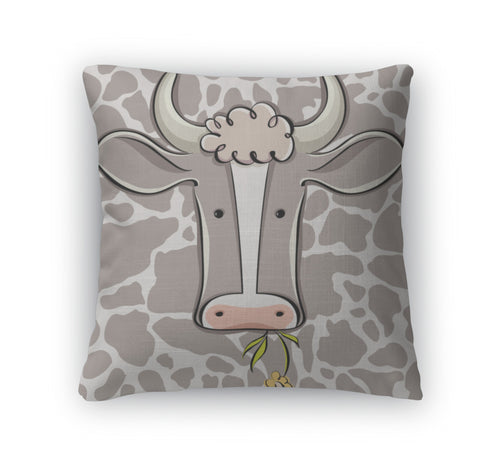 Throw Pillow, Cow Head