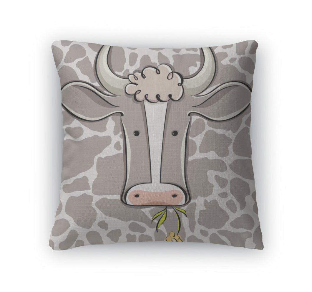 Throw Pillow, Cow Head