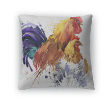 Load image into Gallery viewer, Throw Pillow, Chicken And Rooster Tshirt Graphics Chicken And Rooster Family Illustration